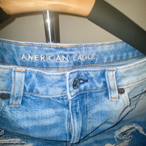American Eagle Outfitters Light Blue Ripped Jean Shorts - Picture 2 of 4
